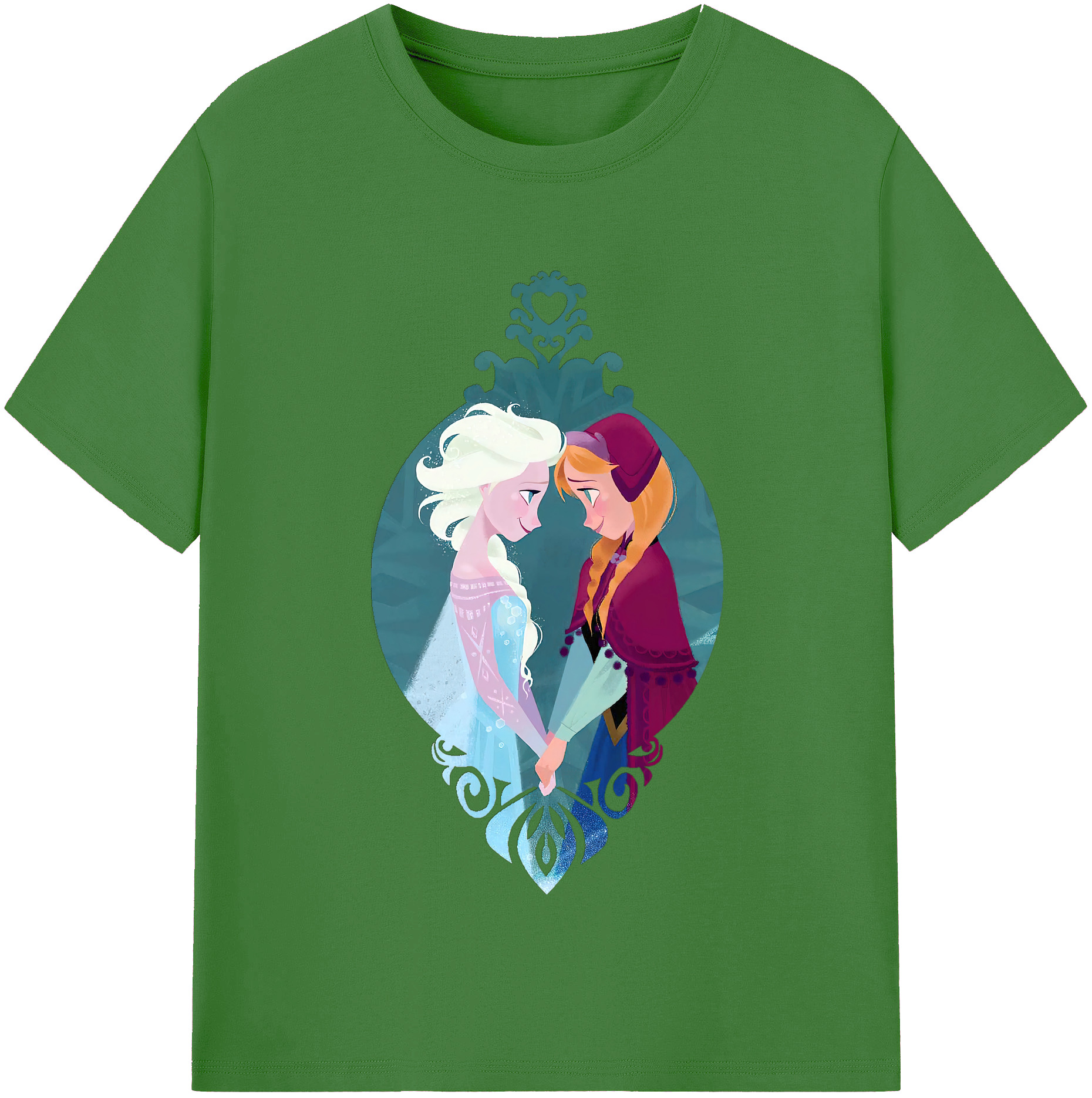 （画像用） アナと雪の女王 アンナ エルサ Frozen Anna Elsa レディースカジュアルプリントTシャツ（綿100％）